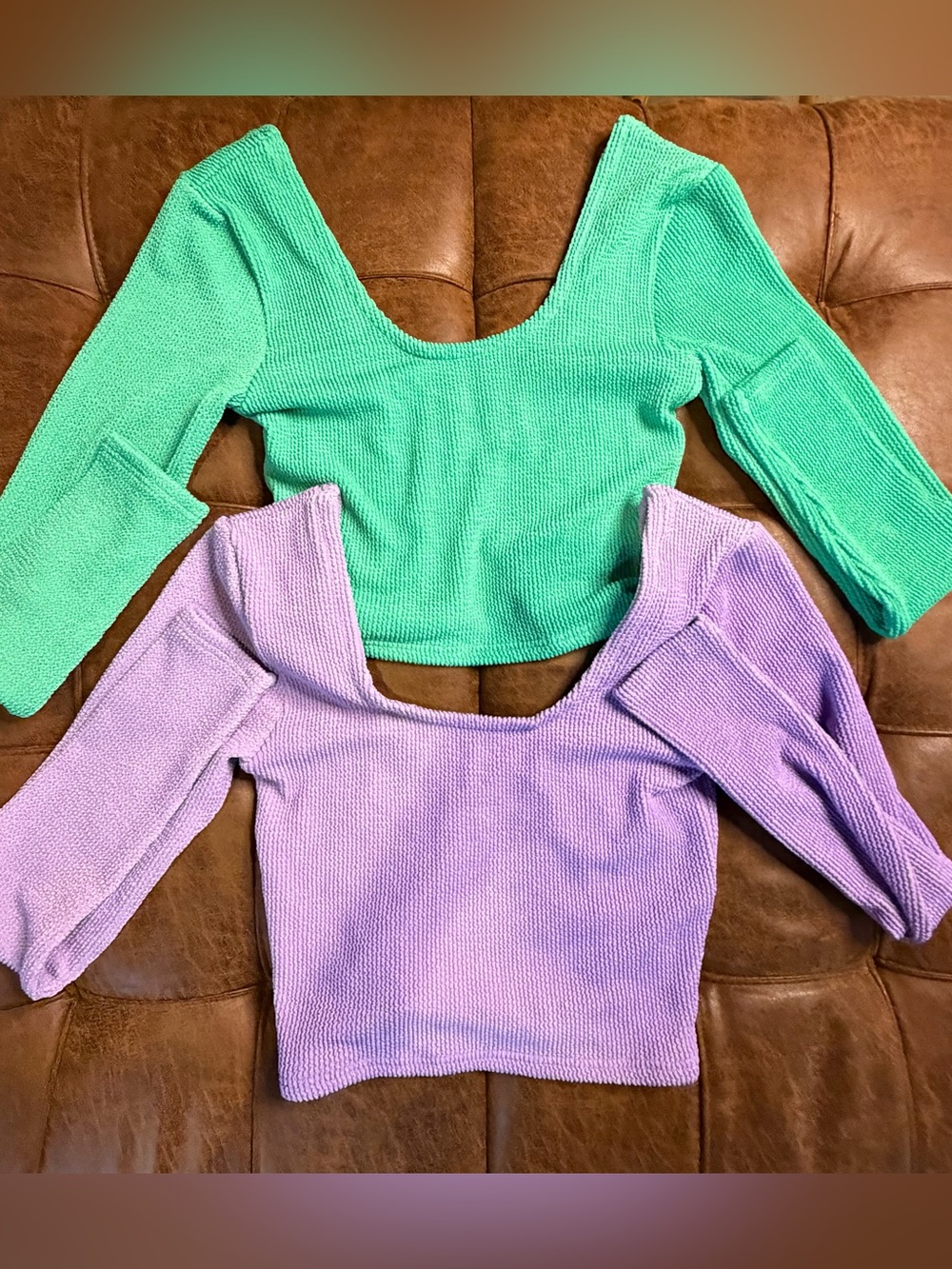 Araminta James Ocean Breeze Crinkle crop Top Bundle Orchid Tropical Green sm